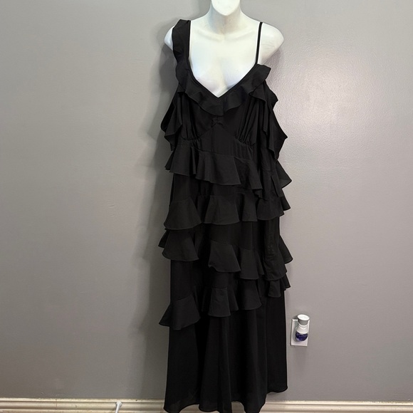 ELOQUII Asym Ruffle Maxi Dress Sz 14 - Picture 4 of 8